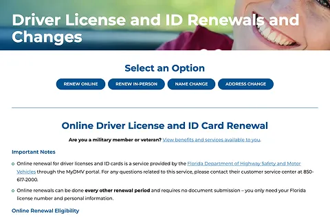 Driver license and ID card renewal options