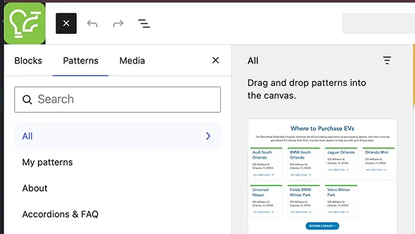 WordPress drag and drop page builder