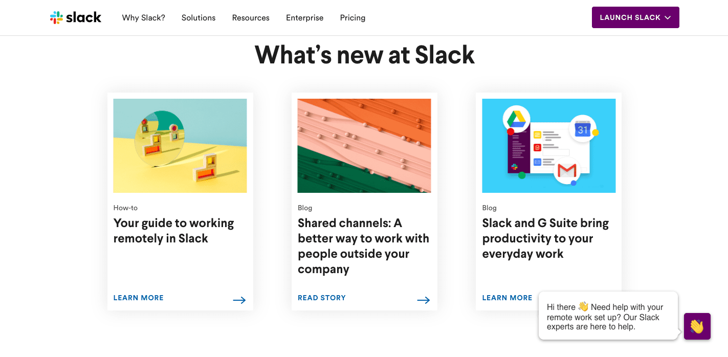 Color scheme of Slack's blog page