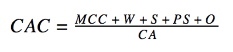 CAC=(MCC+W+S+PS+O)/CA