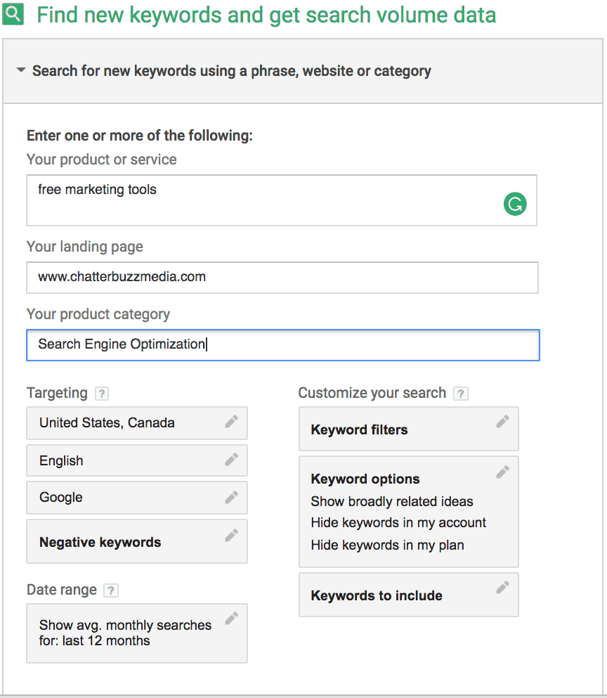 Google Keyword Planner