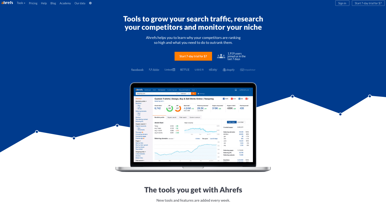 Ahrefs is a digital marketing tools