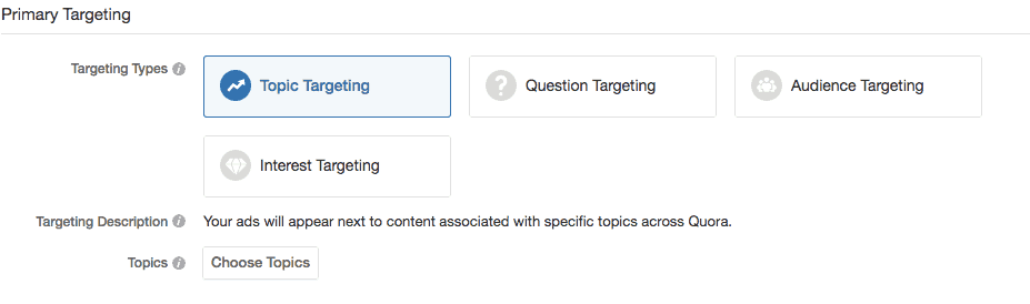 Quora targeting options