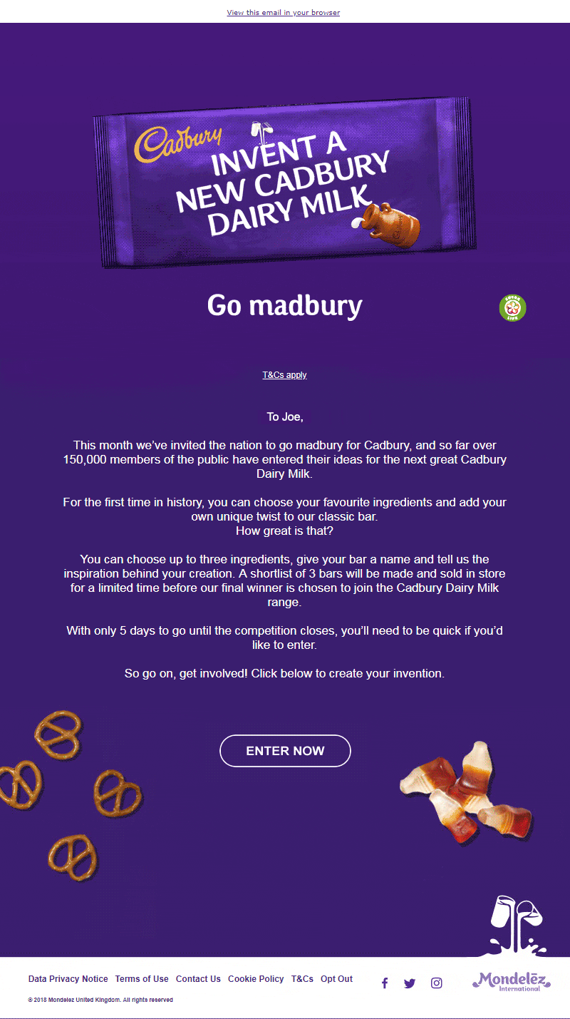 Cadbury email ad