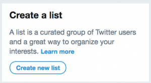 Select the "Create new Twitter list" icon
