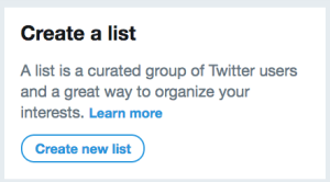 Select the "Create new Twitter list" icon