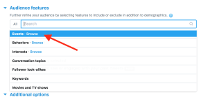 Twitter ads events targeting
