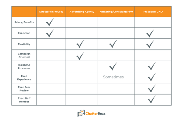 fractional cmo vs in house vs agency