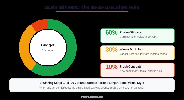 60-30-10 budget allocation rule for scaling winning ad creatives