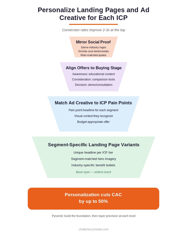 pyramid framework for personalizing landing pages and ad creative by ICP segment