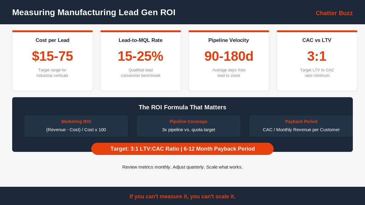 Measuring manufacturing lead generation ROI benchmarks
