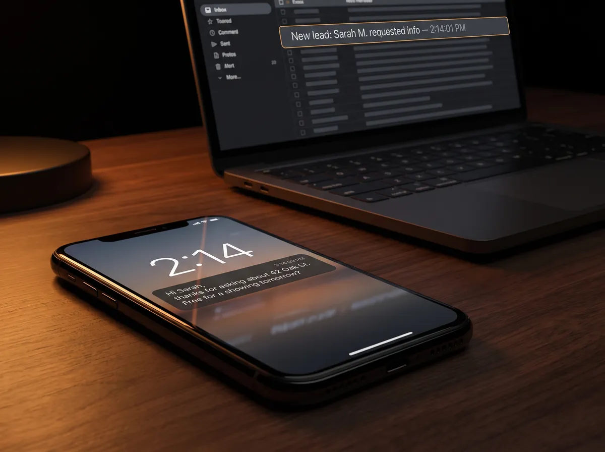 Real estate speed to lead — instant automated SMS reply seconds after a new lead email