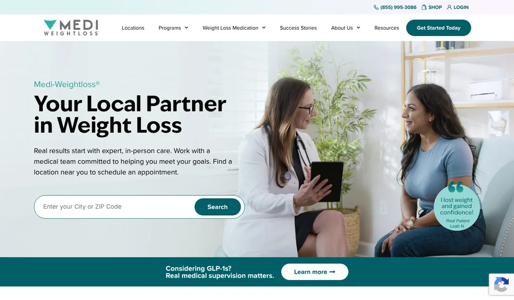 Medi-Weightloss website homepage, multi-location local SEO and AI search case study