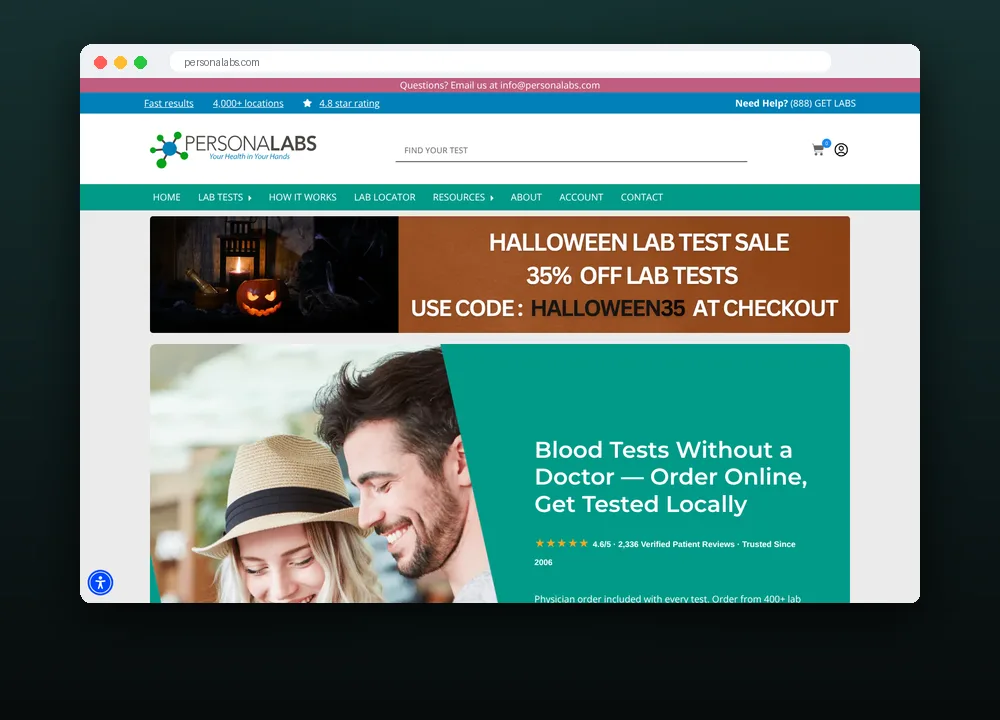 Personalabs homepage, ecommerce marketing agency case study