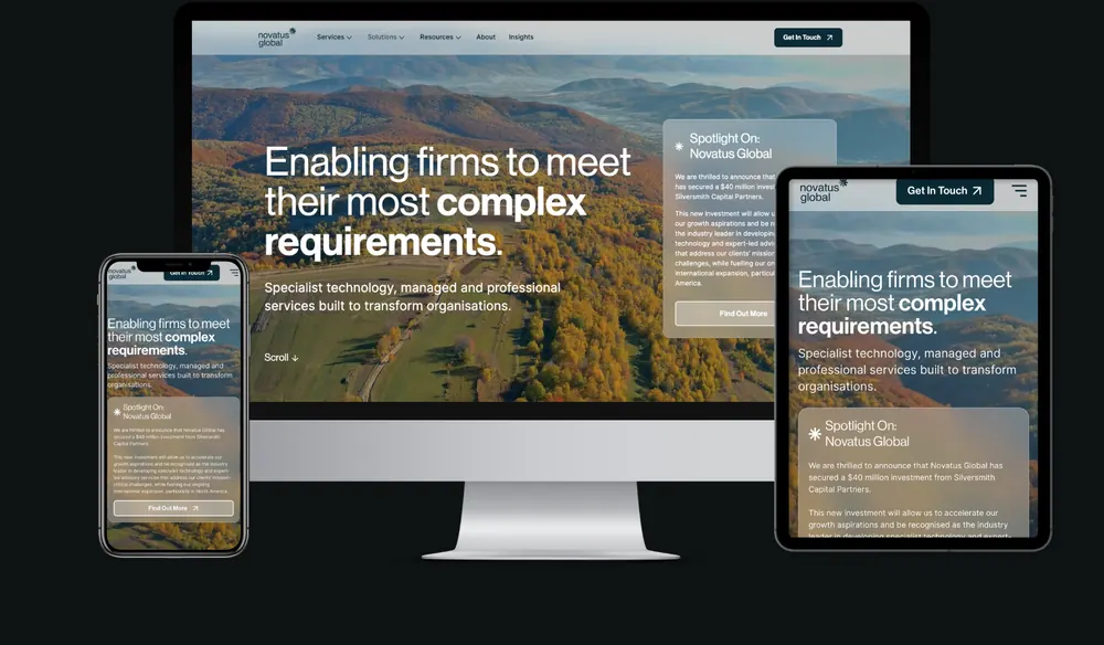 Novatus software company paid search and landing page case study, 412 percent more demos
